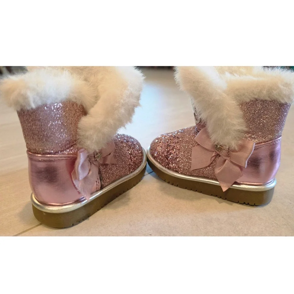 Juicy Couture Toddler Boots SZ 6M Style CB1350 Faux Fur McBling Barbiecore glam